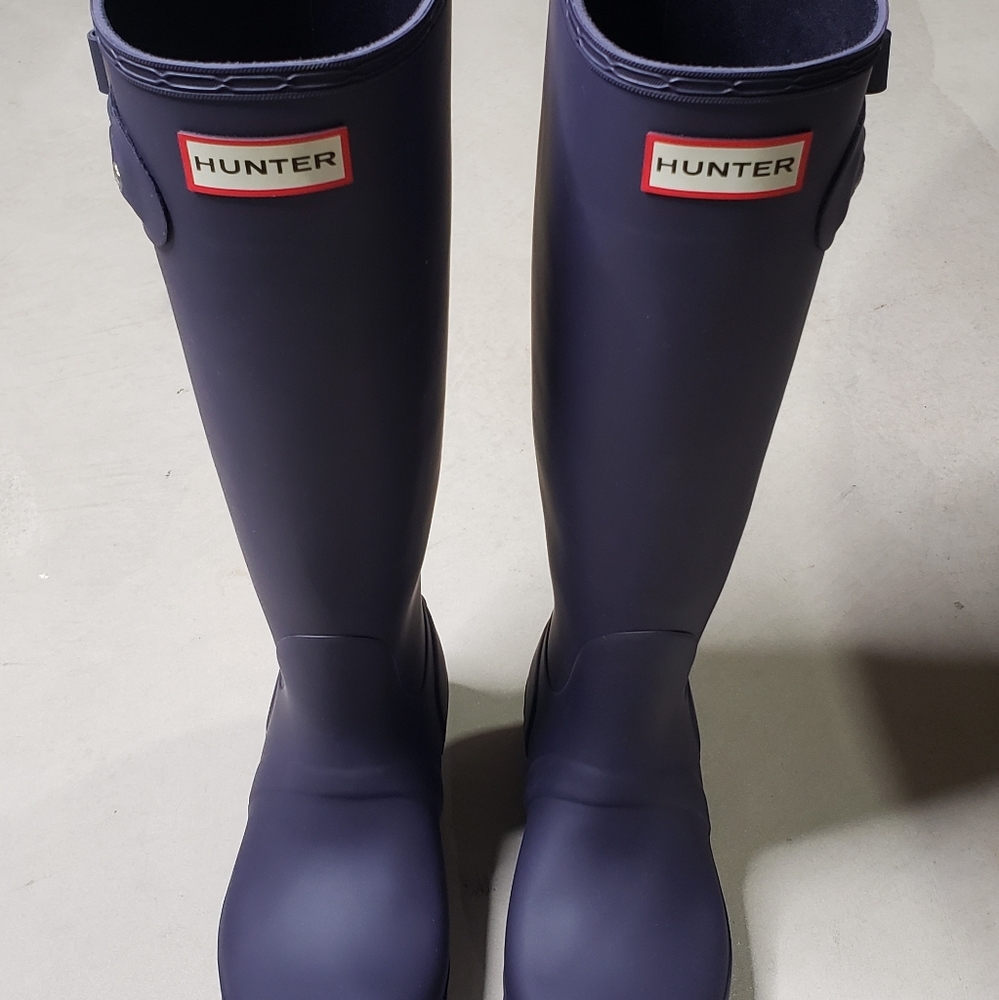 Hunter Original Tall Waterproof Rain Boot purple sz (5) MSRP $160 NEW - Picture 6 of 13